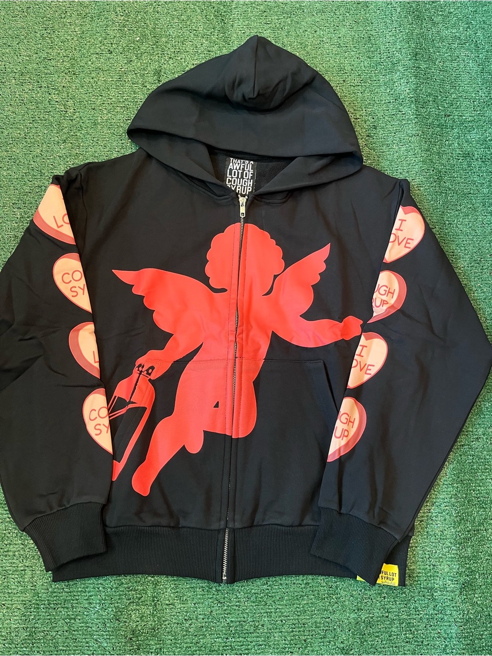 Black & Red Cupid Graphic Zip-Up Hoodie Jacket - Kids